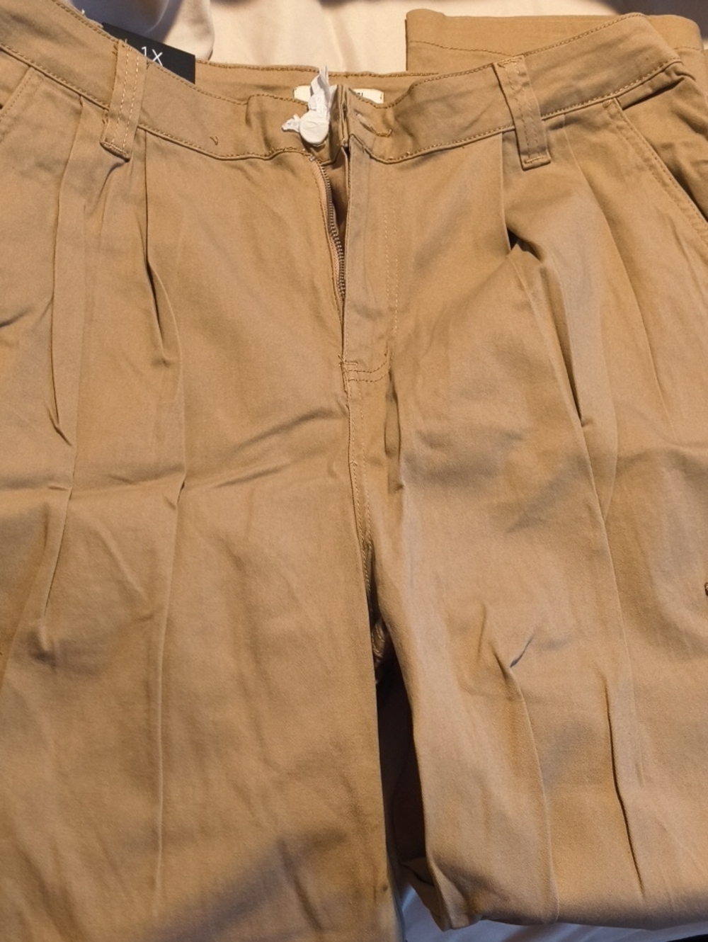 Women's Tan Pleated Chino Pants - Classic Casual Wear
